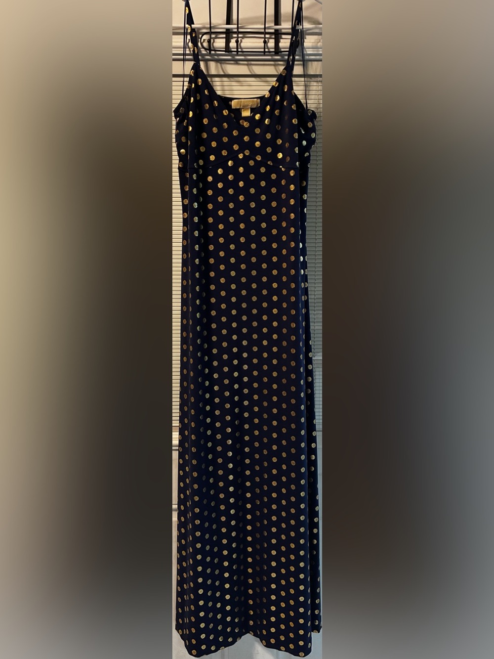 Michael Kors Navy Maxi Skirt with Gold Floral Medallions
